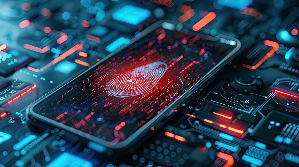 Cyber Security Thumb Print on Smartphone 