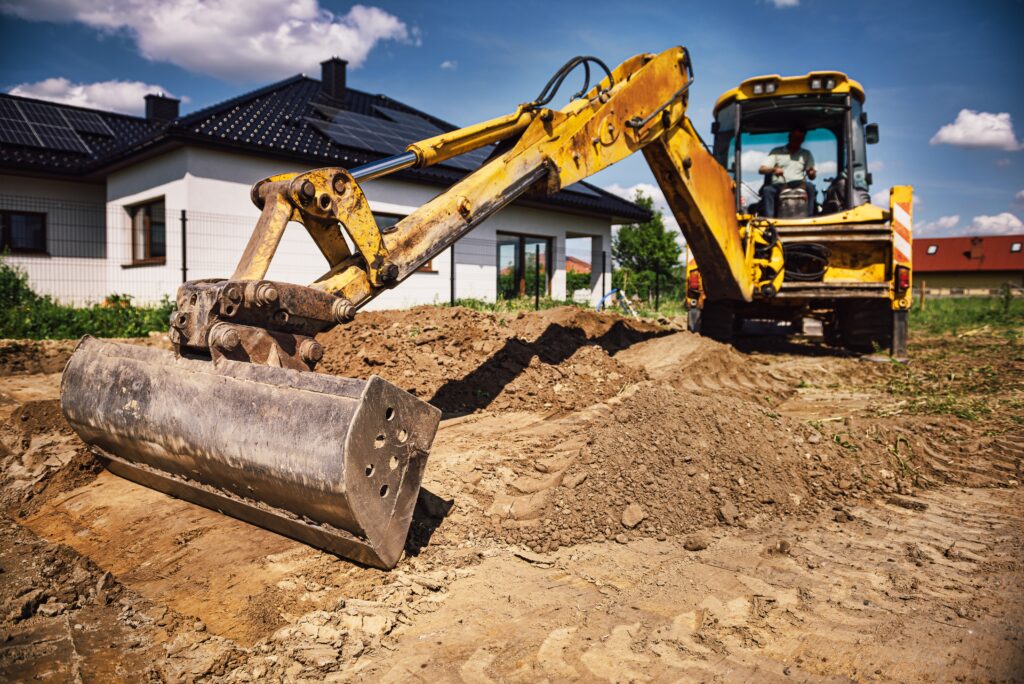 Landscape Contractor using and Excavator 